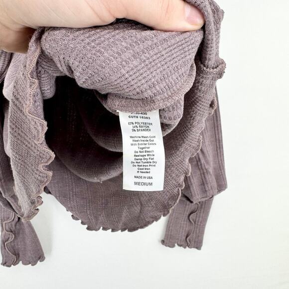 Project Social T Sweater Women Size Medium Wide Neck Waffle Knit Curved Hem - Picture 3 of 7